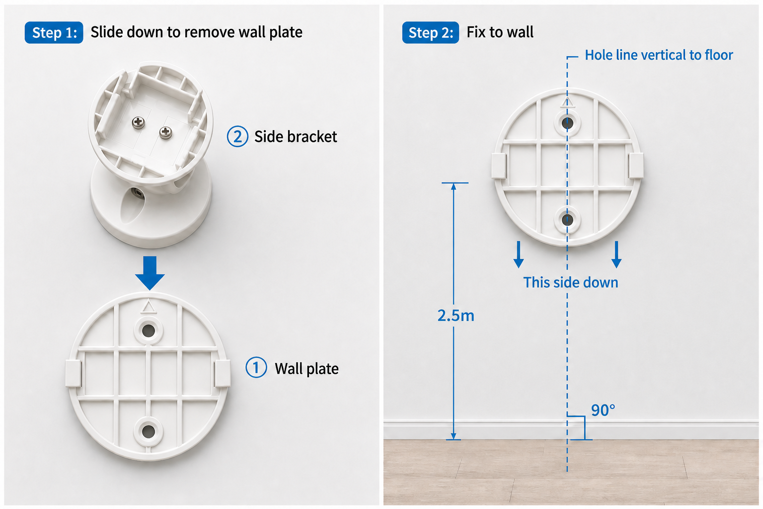 Wall plate: remove → fix to wall