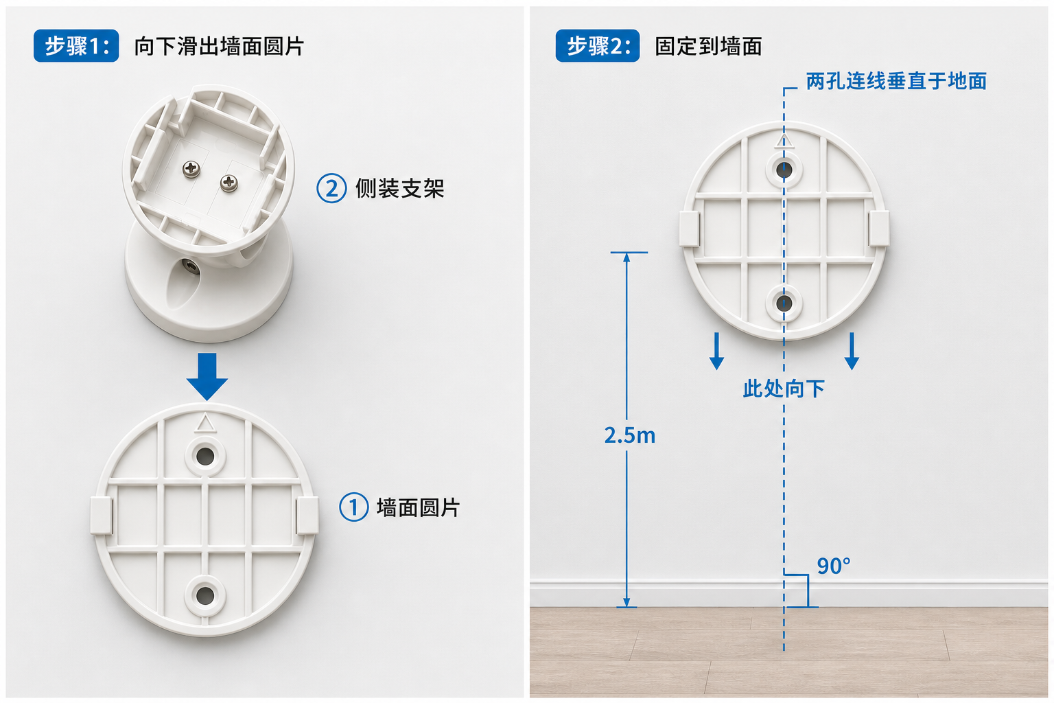 墙面圆片两步:取出 → 固定到墙面