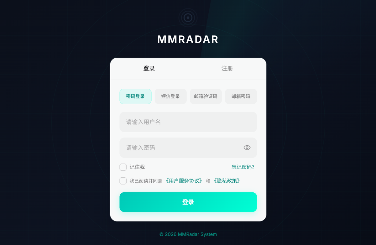 登录页示意(字段为占位符,无真实账号)